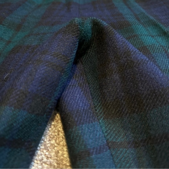 Vintage 60s/70s Blue Green Tartan Plaid Wool Pleated Wide Leg Pants Size Medium - Picture 6 of 15